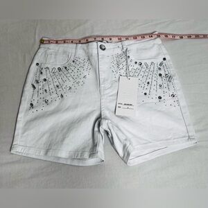 REVELATION DENIM JEAN SHORTS WITH RHINESTONES Size 8 New